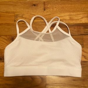 Til you collapse white mesh sports bra
